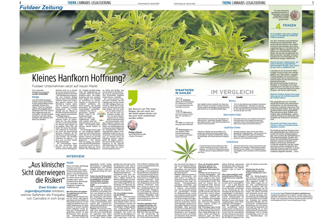 Fuldaer Zeitung: Cannabis-Legalisierung - Zwei Jugendpsychiater warnen vor Risiken