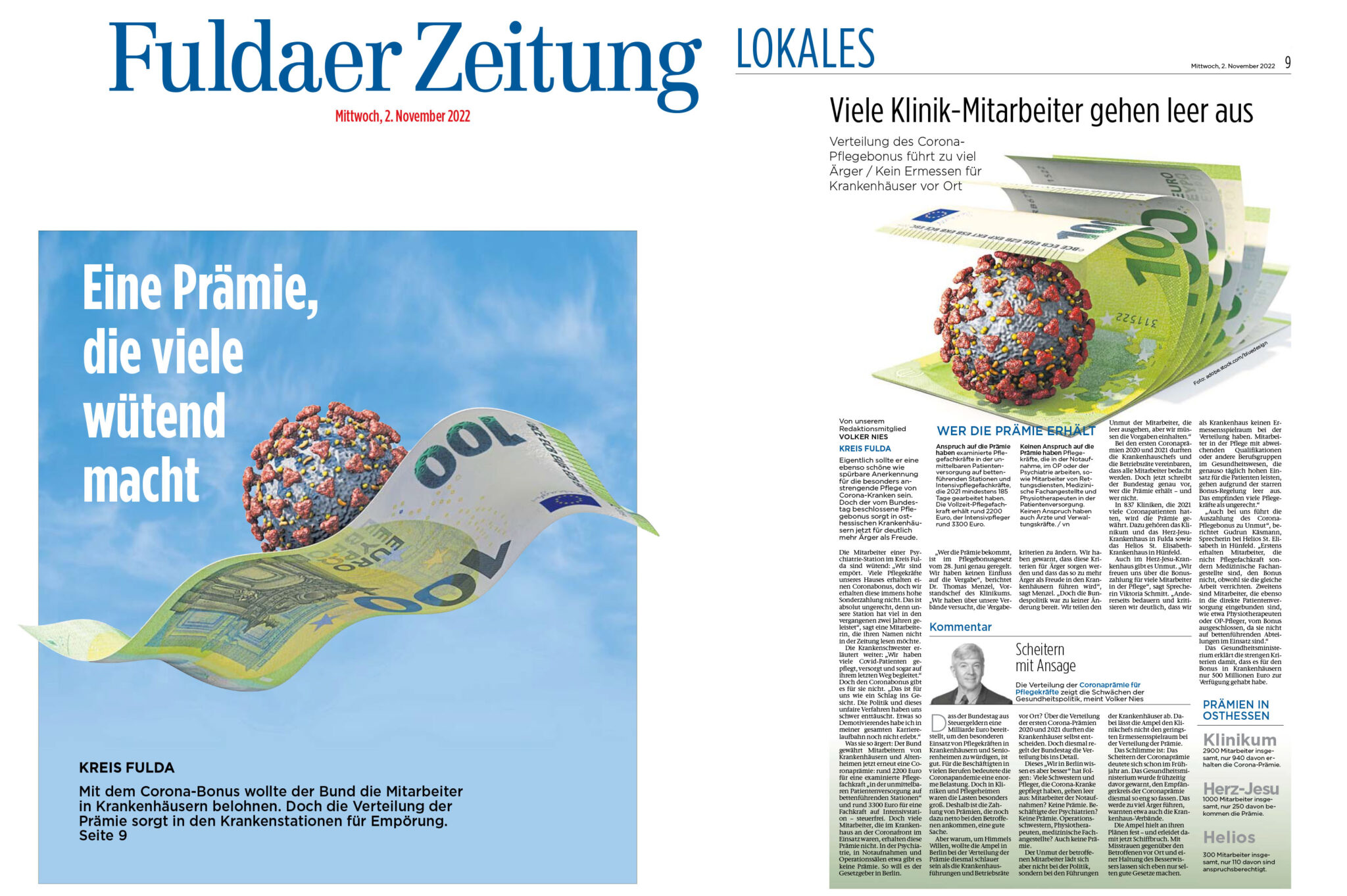 Fuldaer Zeitung CoronaPflegebonus Viele KlinikMitarbeiter gehen