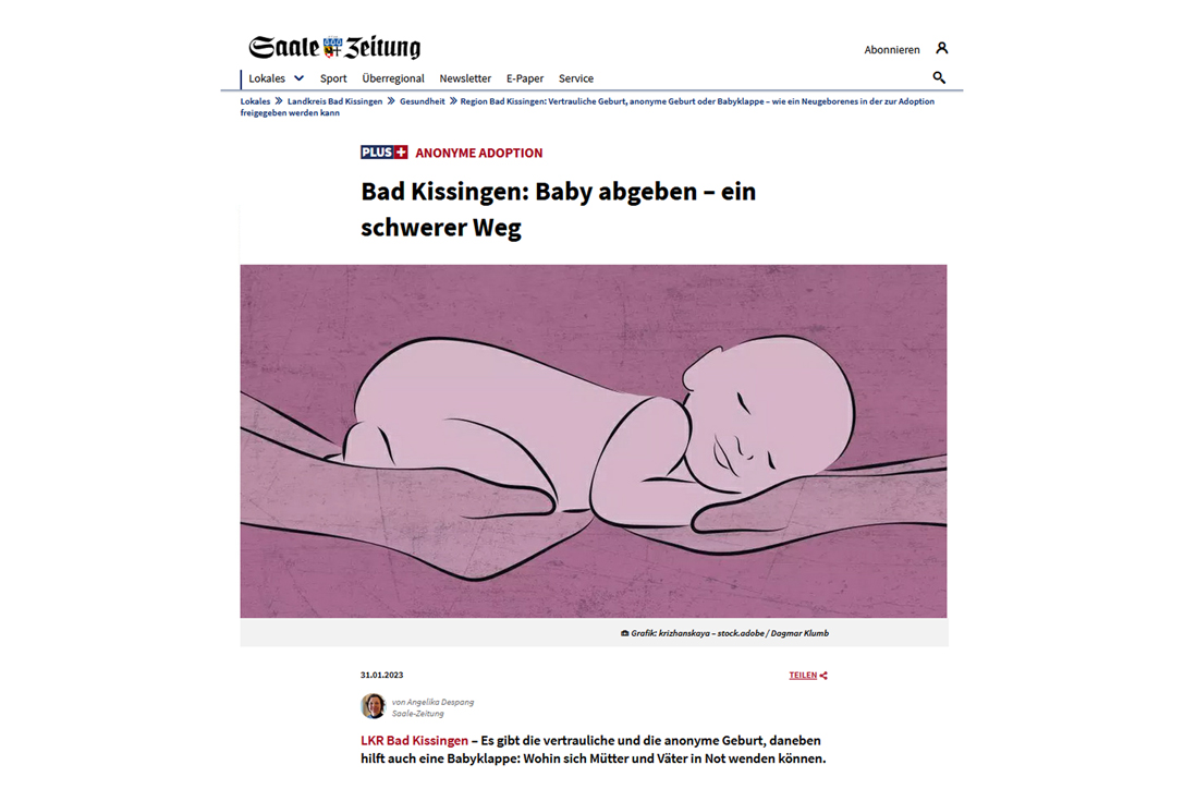 Saale Zeitung: Anonyme Adoption: Baby abgeben – ein schwerer Weg