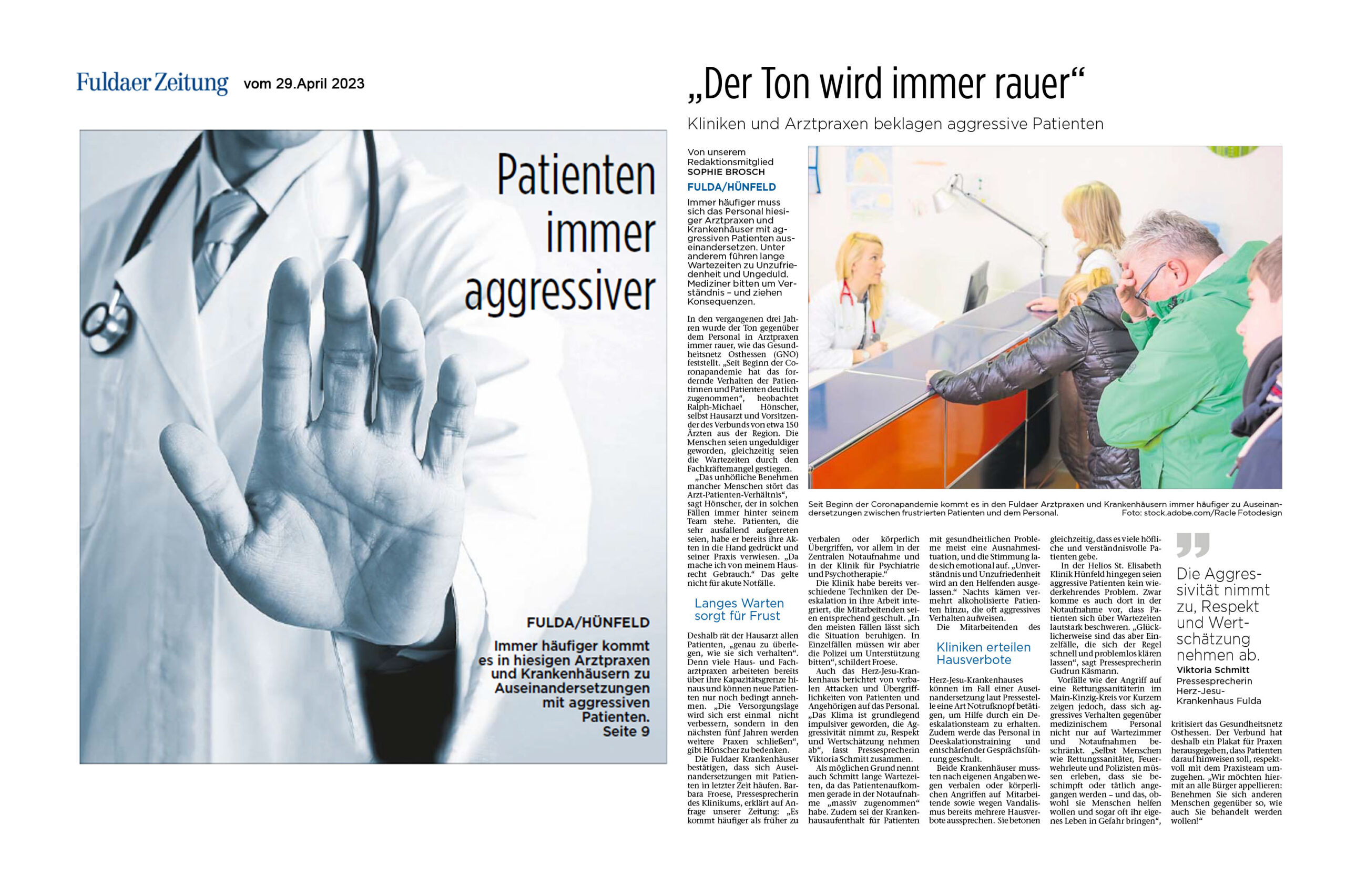 Fuldaer Zeitung: „Ton wird immer rauer“: Kliniken und Arztpraxen klagen über aggressive Patienten