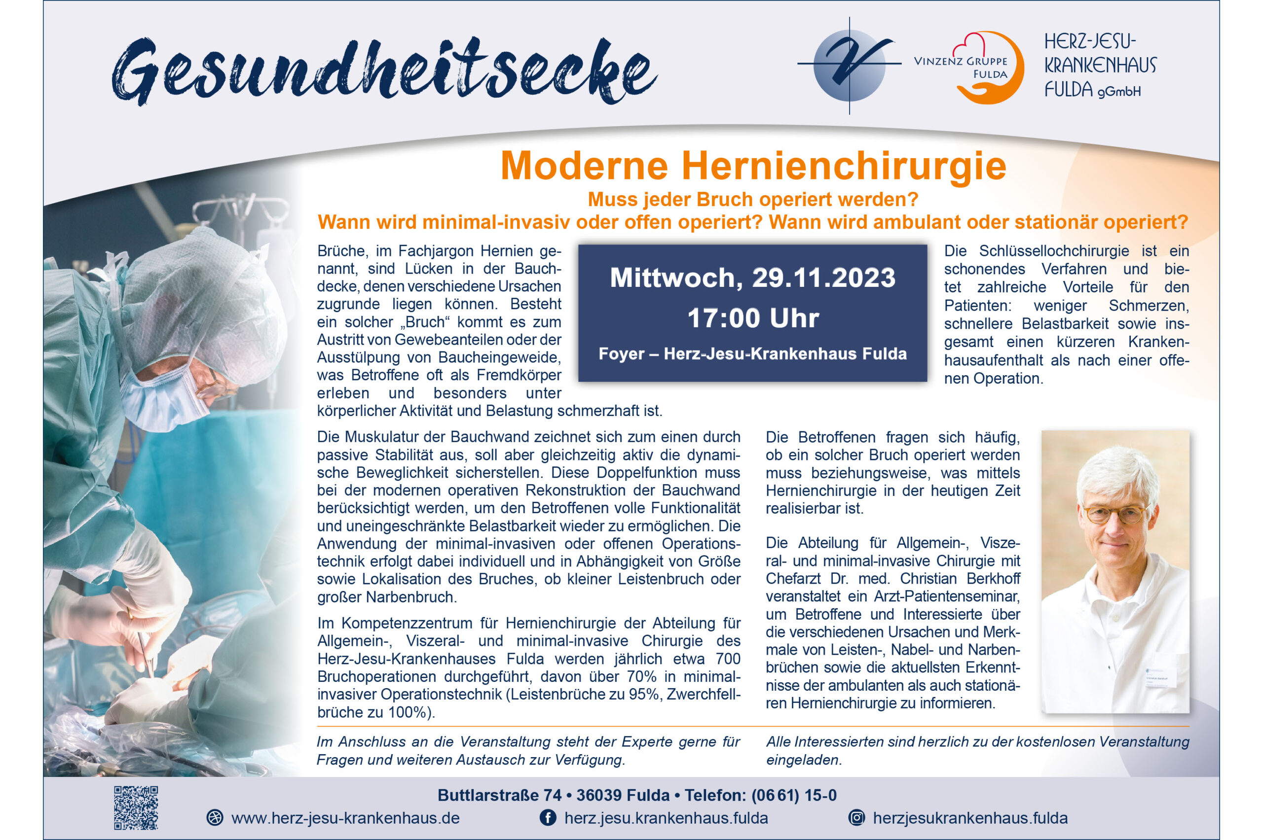 Gesundheitsecke: Hernientag - Moderne Hernienchirurgie