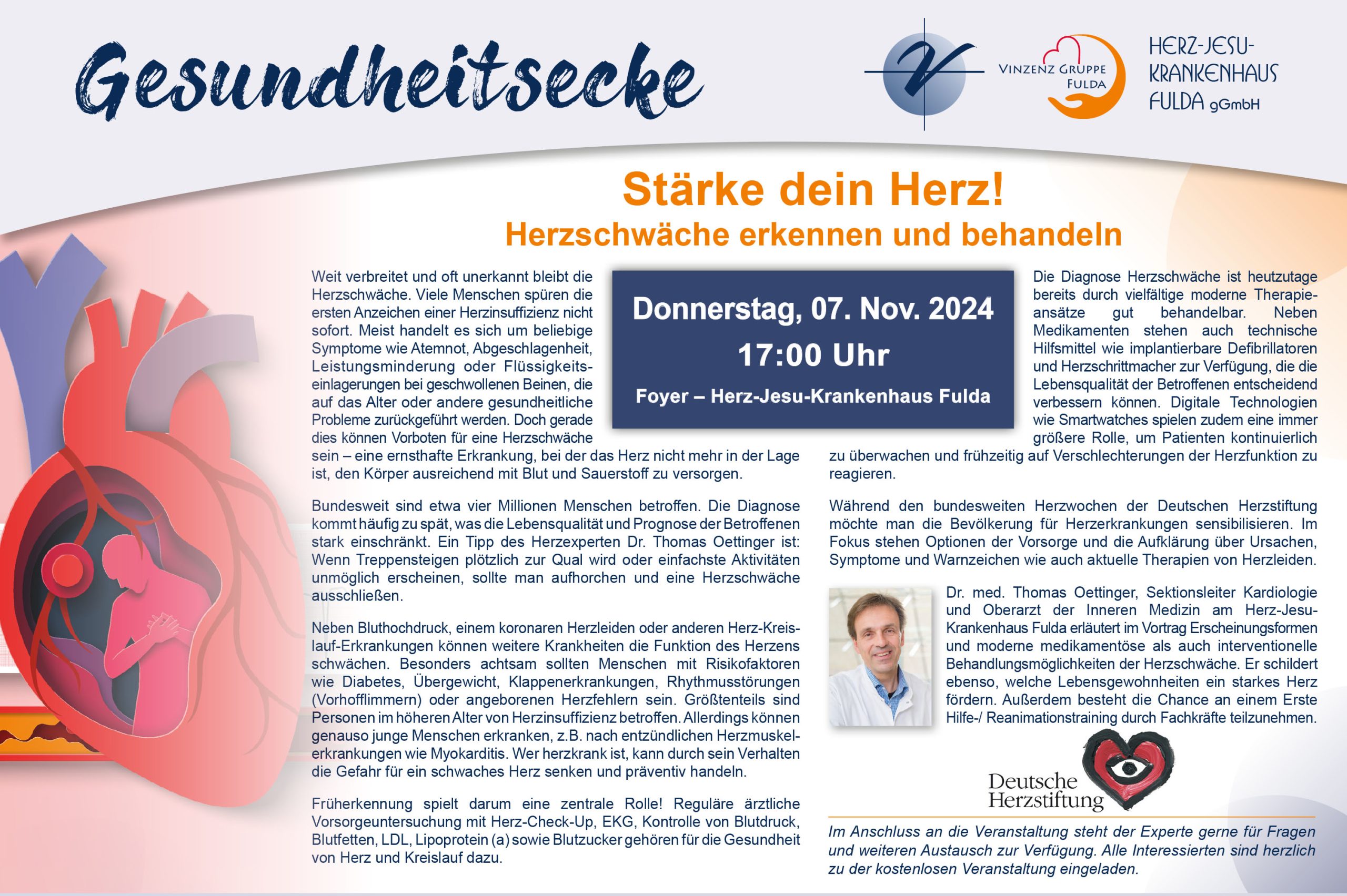 Gesundheitsecke: Stärke dein Herz! Herzschwäche erkennen und behandeln